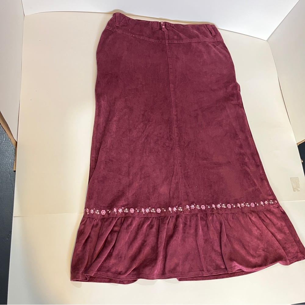 Vintage Krickets Elite Girls Size 10 Boho Long Skirt Purple Pink Burgundy Floral